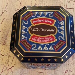 Hershey's Kisses Commemorative Tin - Blue, Red and Gold